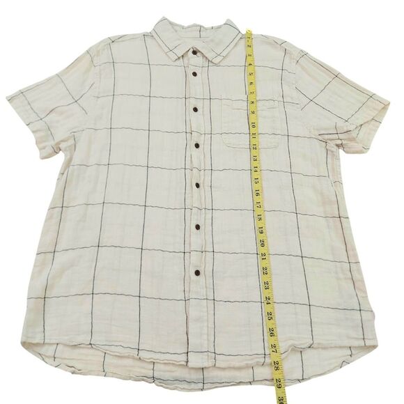 Katin Shirt Mens XL Beige Checks Short Sleeve Linen Blend Gauze Beach Coastal - Picture 11 of 11